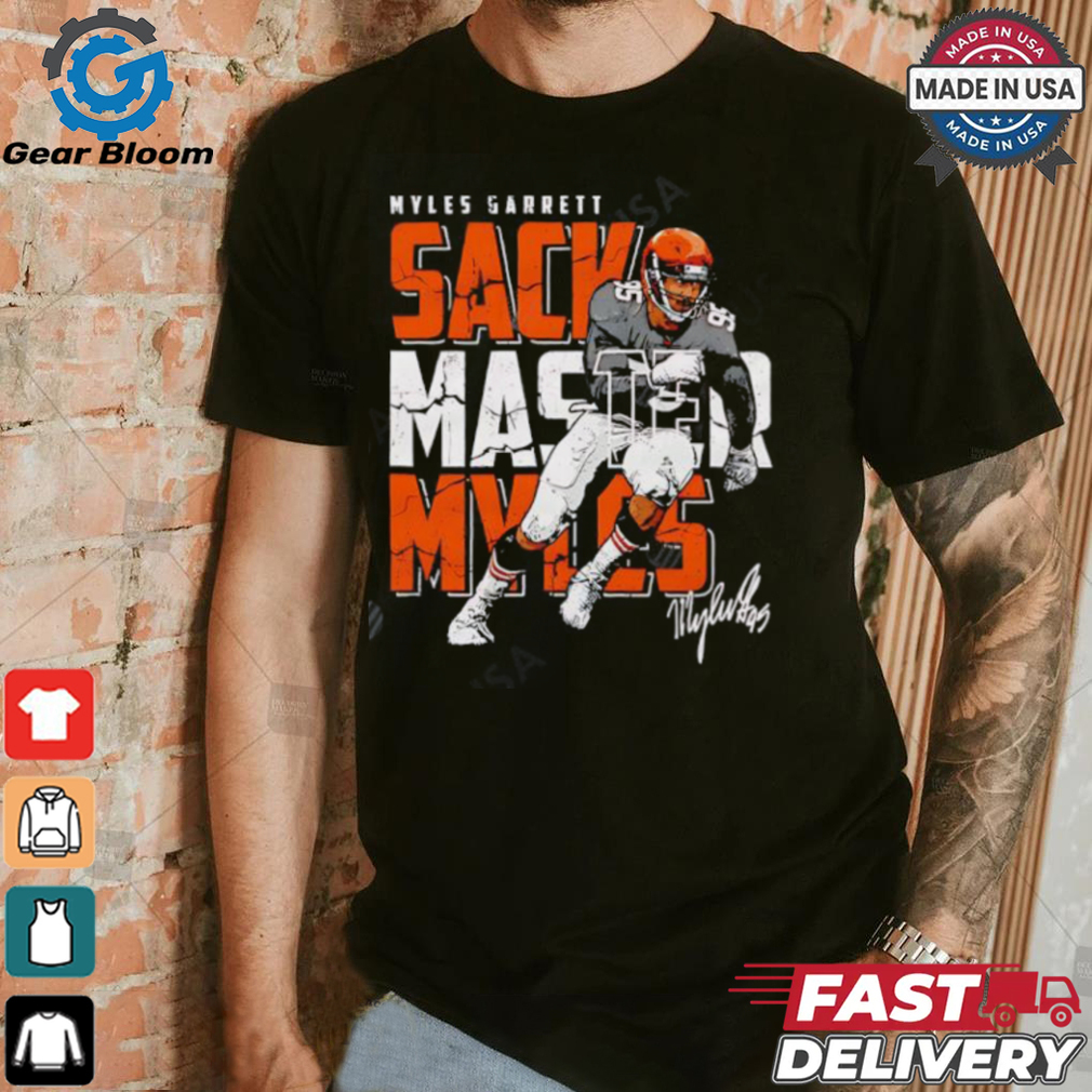 Cleveland Browns Myles Garrett Sack Master Myles running signature shirt Cleveland Browns Myles Garrett Sack Master Myles running signature shirt