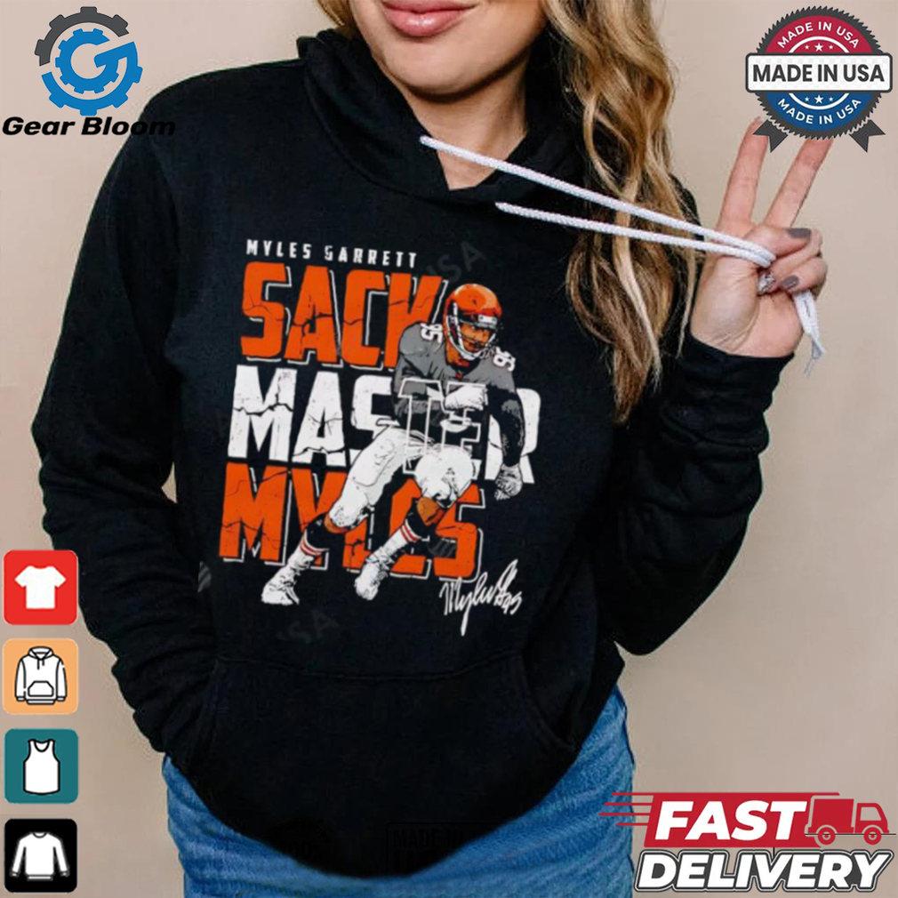 Cleveland Browns Myles Garrett Sack Master Myles running signature shirt Cleveland Browns Myles Garrett Sack Master Myles running signature shirt