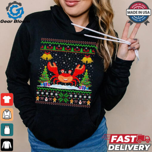 Crab Santa hat Christmas ugly shirt