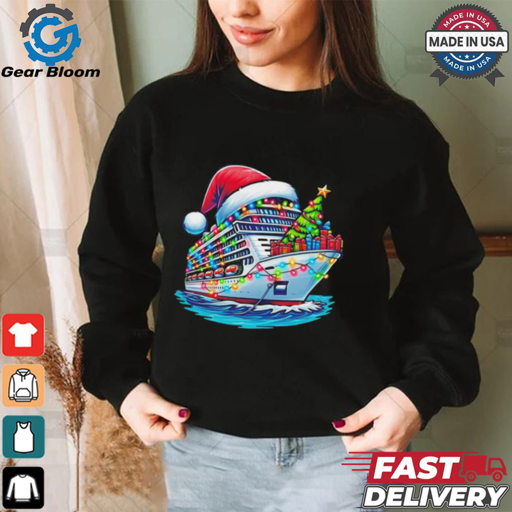 Cruise ship santa Christmas tree lights shirt Cruise ship santa Christmas tree lights shirt