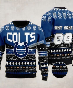 Custome Name With Indianapolis Colts Blue Ugly Xmas Sweater Party