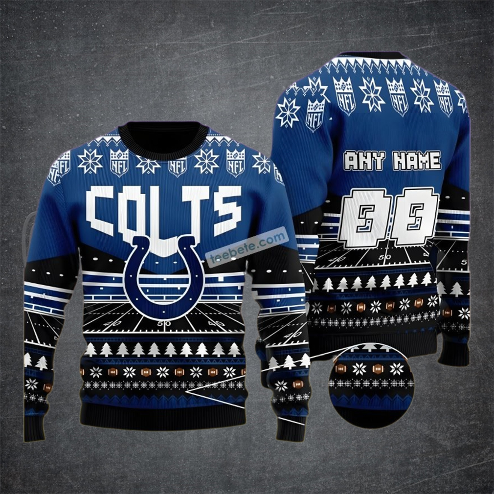 Custome Name With Indianapolis Colts Blue Ugly Xmas Sweater Party Custome Name With Indianapolis Colts Blue Ugly Xmas Sweater Party