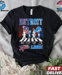 Detroit Tigers and Detroit Lions abbey road city skyline shirt