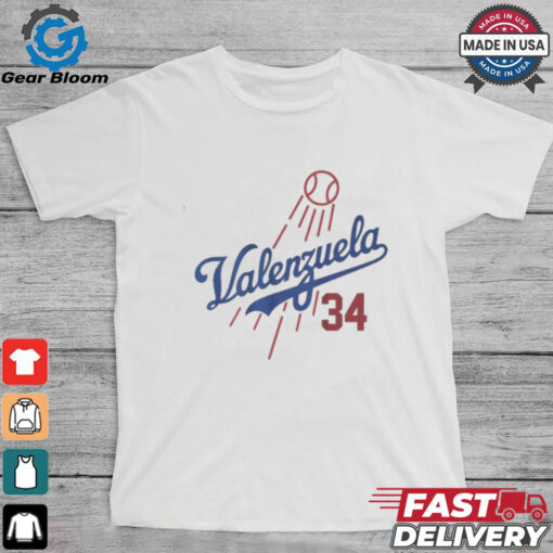 Fernando Valenzuela 34 Dodgers Jersey T Shirt