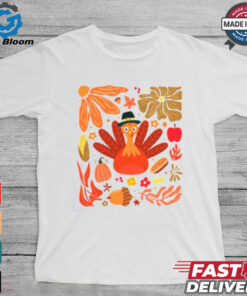 Floral Turkey Thanksgiving Dinner Fall Season T shirt