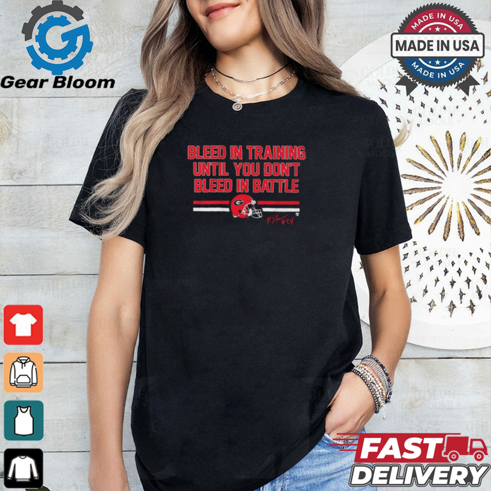Georgia Bulldogs Football Malaki Starks Bleed in Training Until You Don’t Bleed In Battle Signature t shirt Georgia Bulldogs Football Malaki Starks Bleed in Training Until You Don’t Bleed In Battle Signature t shirt