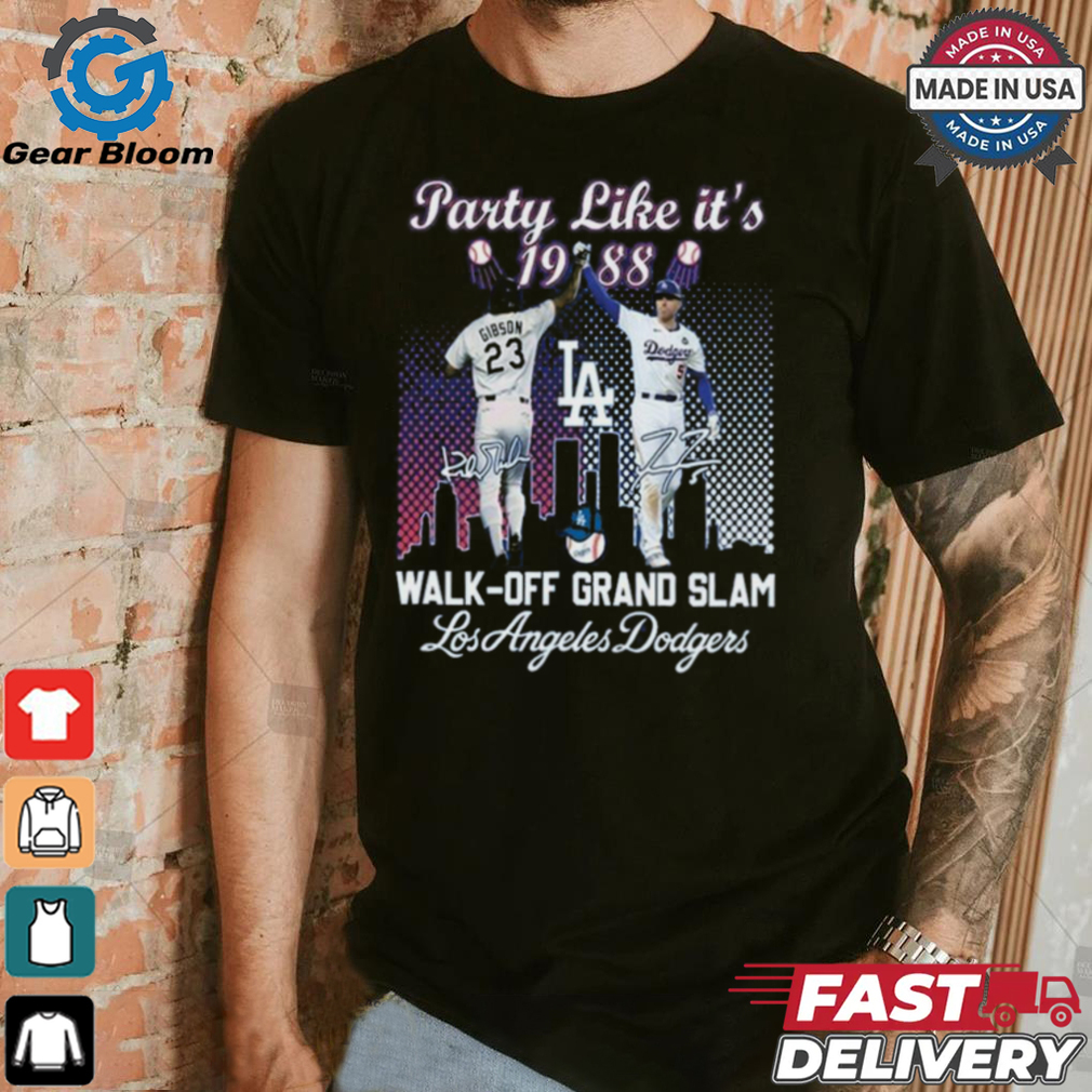 Gibson And Freeman Walk Off Grand Slam Party Like It’s 1988 Los Angeles Dodgers Signatures Shirt Gibson And Freeman Walk Off Grand Slam Party Like It’s 1988 Los Angeles Dodgers Signatures Shirt