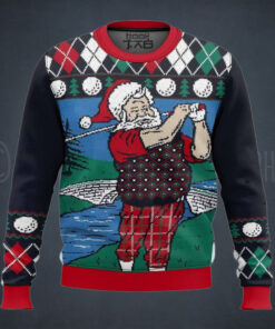 Golf Santa Claus Christmas Ugly Sweater