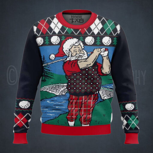 Golf Santa Claus Christmas Ugly Sweater