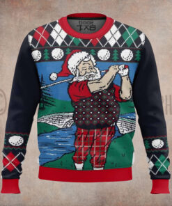 Golf Santa Claus Christmas Ugly Sweater