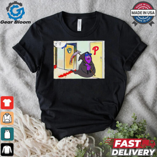 Grimace Grim Reaper vs Phillies knock knock MLB shirt