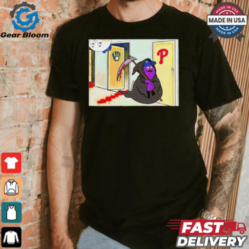 Grimace Grim Reaper vs Phillies knock knock MLB shirt