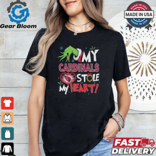 Grinch Hand My Arizona Cardinals Stole My Heart Football 2024 T shirt