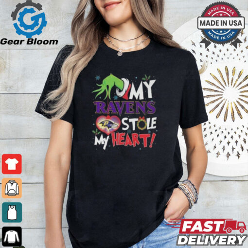 Grinch Hand My Baltimore Ravens Stole My Heart Football 2024 Shirt