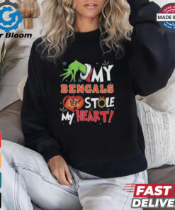 Grinch Hand My Cincinnati Bengals Stole My Heart Football 2024 Shirt