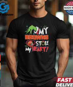 Grinch Hand My Cleveland Browns Stole My Heart Football 2024 T shirt