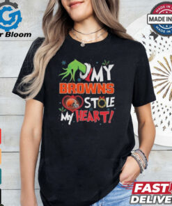 Grinch Hand My Cleveland Browns Stole My Heart Football 2024 T shirt