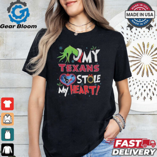 Grinch Hand My Houston Texans Stole My Heart Football 2024 T shirt