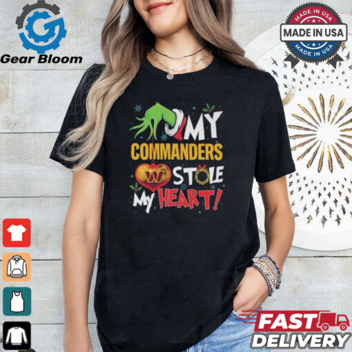 Grinch Hand My Washington Commanders Stole My Heart Football 2024 T shirt