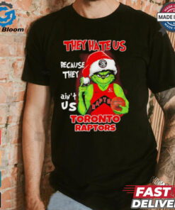 Grinch Santa hat middle finger they hate us because they ain’t us Toronto Raptors shirt