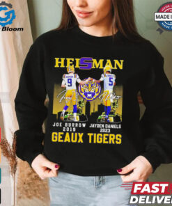 Heisman Geaux Tigers Joe Burrow x Jayden Daniels skyline signature shirt