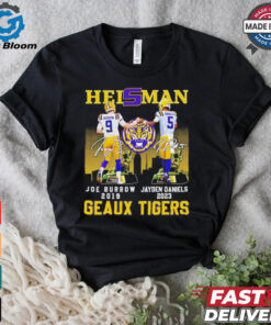 Heisman Geaux Tigers Joe Burrow x Jayden Daniels skyline signature shirt