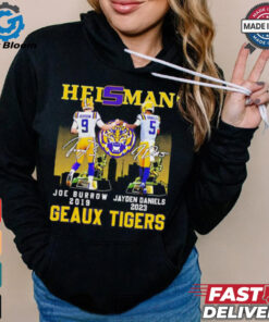 Heisman Geaux Tigers Joe Burrow x Jayden Daniels skyline signature shirt