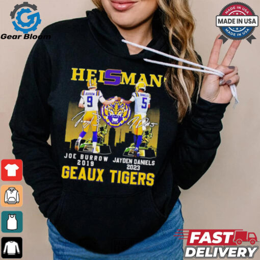 Heisman Geaux Tigers Joe Burrow x Jayden Daniels skyline signature shirt