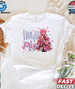 Holly Jolly Christmas tree coquette bow shirt