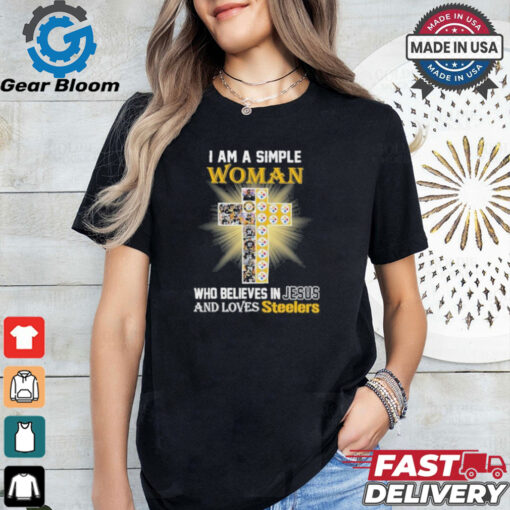 I Am A Simple Woman Who Believes In Jesus And Loves Steelers Logo Shirt