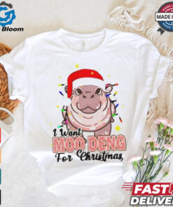 I Want Moo Deng For Christmas Santa Hat Shirt