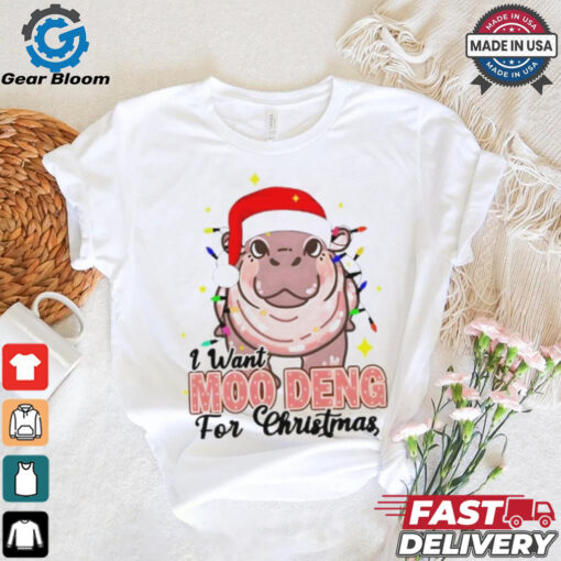 I Want Moo Deng For Christmas Santa Hat Shirt