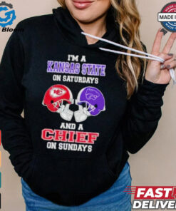 I’m a Kansas state on Saturdays and a Chiefs on Sundays football helmet shirt