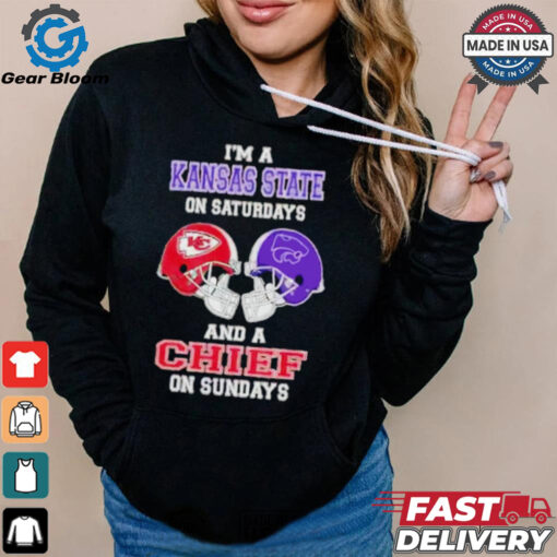 I’m a Kansas state on Saturdays and a Chiefs on Sundays football helmet shirt