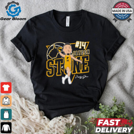 Jayden Stone 14 West Virginia Mountaineers basketball Caricature Signature t shirt