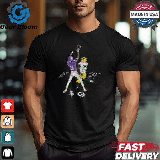 Jordan Addison & Jaire Alexander Charcoal Minnesota Vikings vs. Green Bay Packers Border Battle Player Shirt