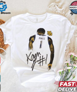 Kam Jones Marquette Golden Eagles behind signature shirt