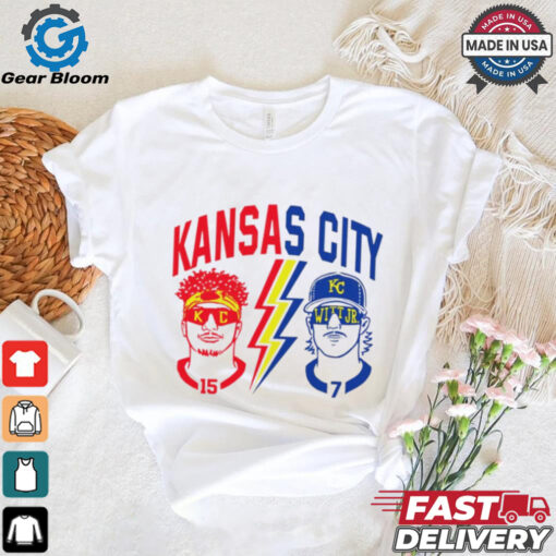 Kansas City Royals and Kansan City Chiefs football Patrick Mahomes vs Witt Jr. shirt