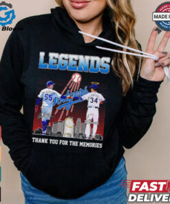 Legends Los Angeles Dodgers Orel Hershiser and Fernando Valenzuela signature thank you for the memories shirt