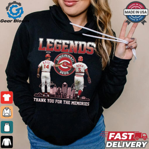 Legends Reds Pete Rose Johnny Bench Thank You For The Memories Shirt