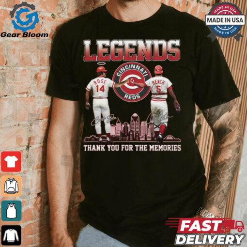 Legends Reds Pete Rose Johnny Bench Thank You For The Memories Shirt