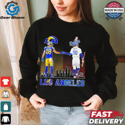 Los Angeles Chargers and Los Angeles Dodgers city skyline shirt