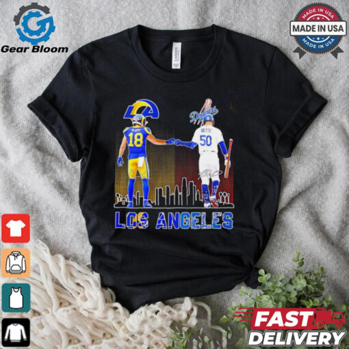 Los Angeles Chargers and Los Angeles Dodgers city skyline shirt