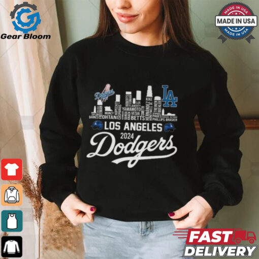 Los Angeles Dodgers 2024 Champions Skyline Of LA City T Shirt