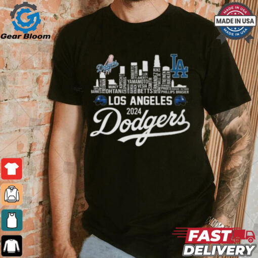 Los Angeles Dodgers 2024 Champions Skyline Of LA City T Shirt