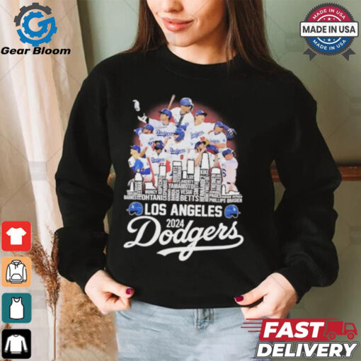 Los Angeles Dodgers 2024 National League Champions city skyline players names shirt