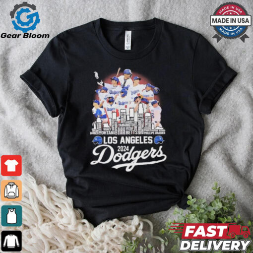 Los Angeles Dodgers 2024 National League Champions city skyline players names shirt