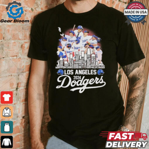 Los Angeles Dodgers 2024 National League Champions city skyline players names shirt