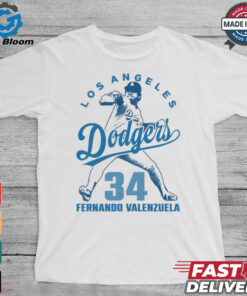 Los Angeles Dodgers 34 Fernando Valenzuela Baseball T Shirt