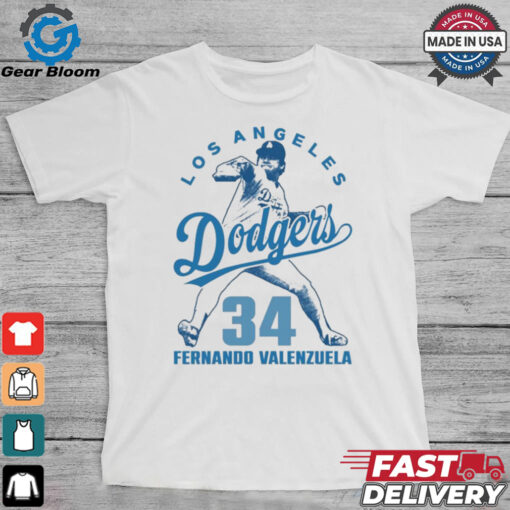 Los Angeles Dodgers 34 Fernando Valenzuela Baseball T Shirt